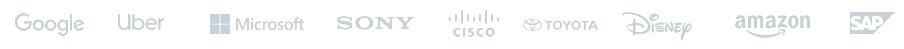 Google, Uber, Microsoft, Sony, Cisco, Toyota, Disney, Amazon, and SAP logos